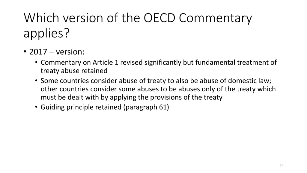 which version of the oecd commentary applies 2