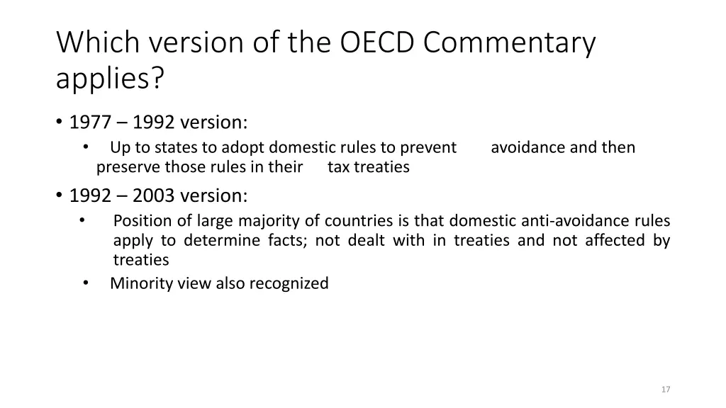 which version of the oecd commentary applies