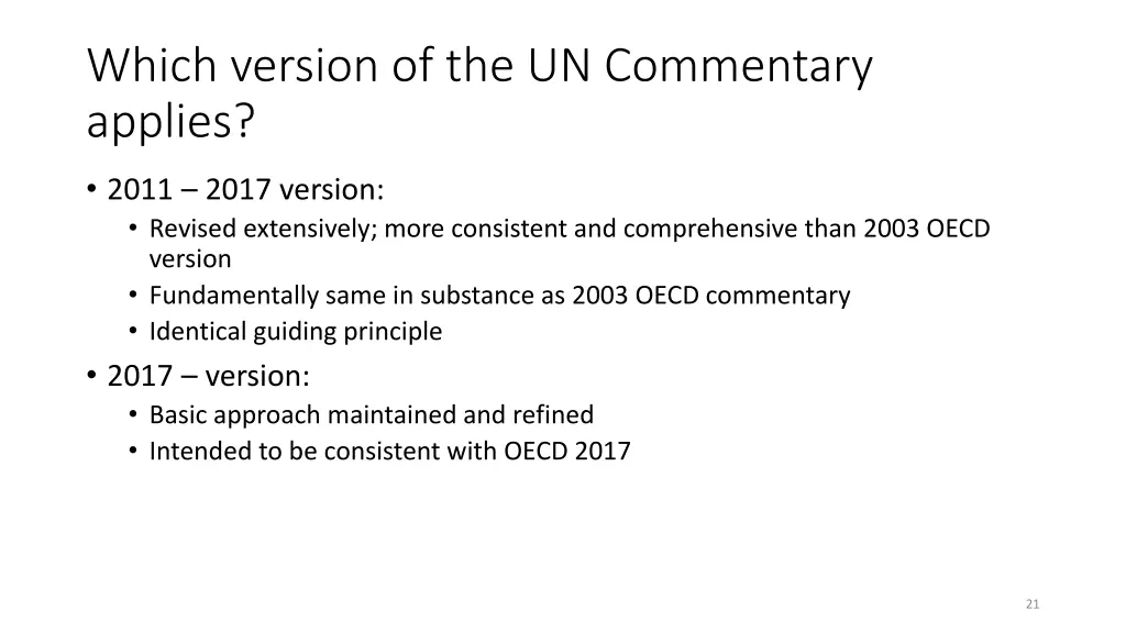 which version of the un commentary applies 1