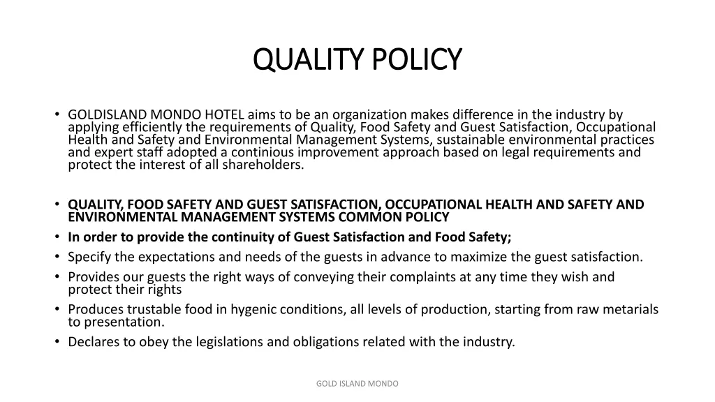 quality policy quality policy