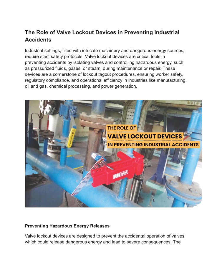 the role of valve lockout devices in preventing
