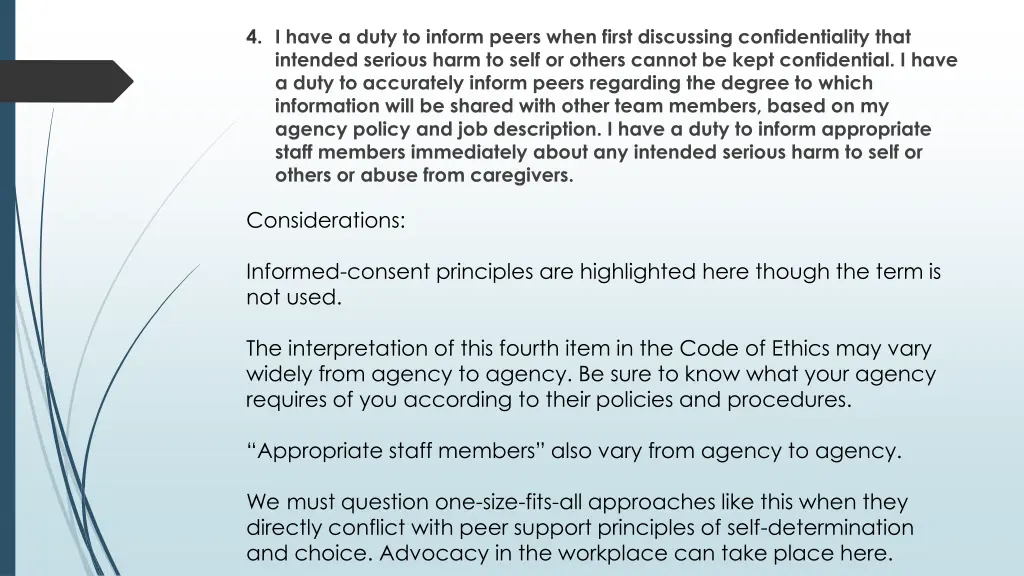 4 i have a duty to inform peers when first