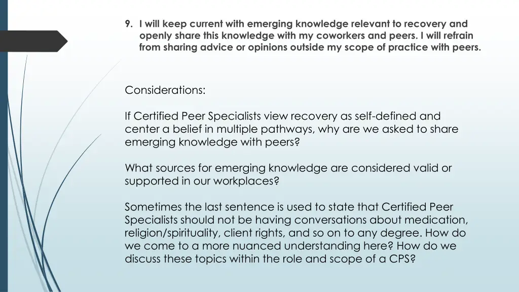 9 i will keep current with emerging knowledge