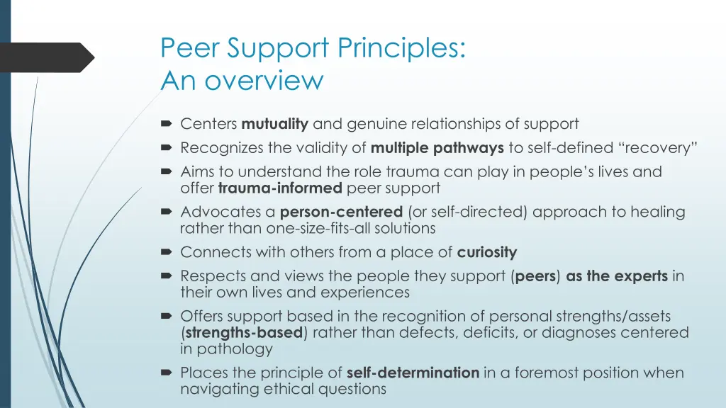 peer support principles an overview