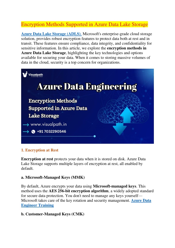 encryption methods supported in azure data lake