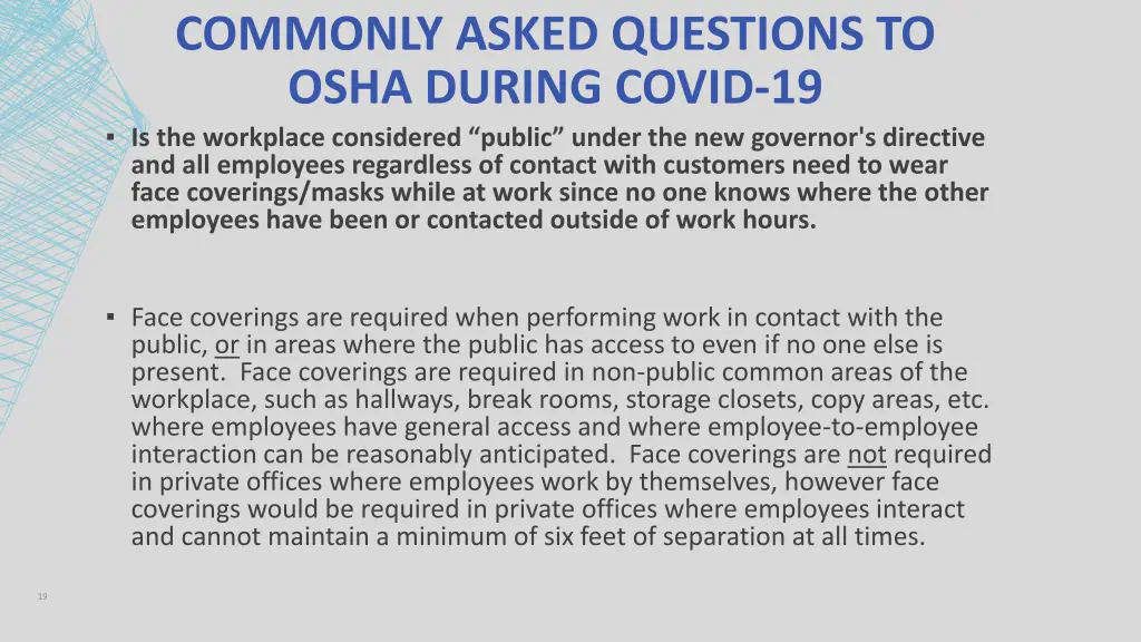 commonly asked questions to osha during covid 2