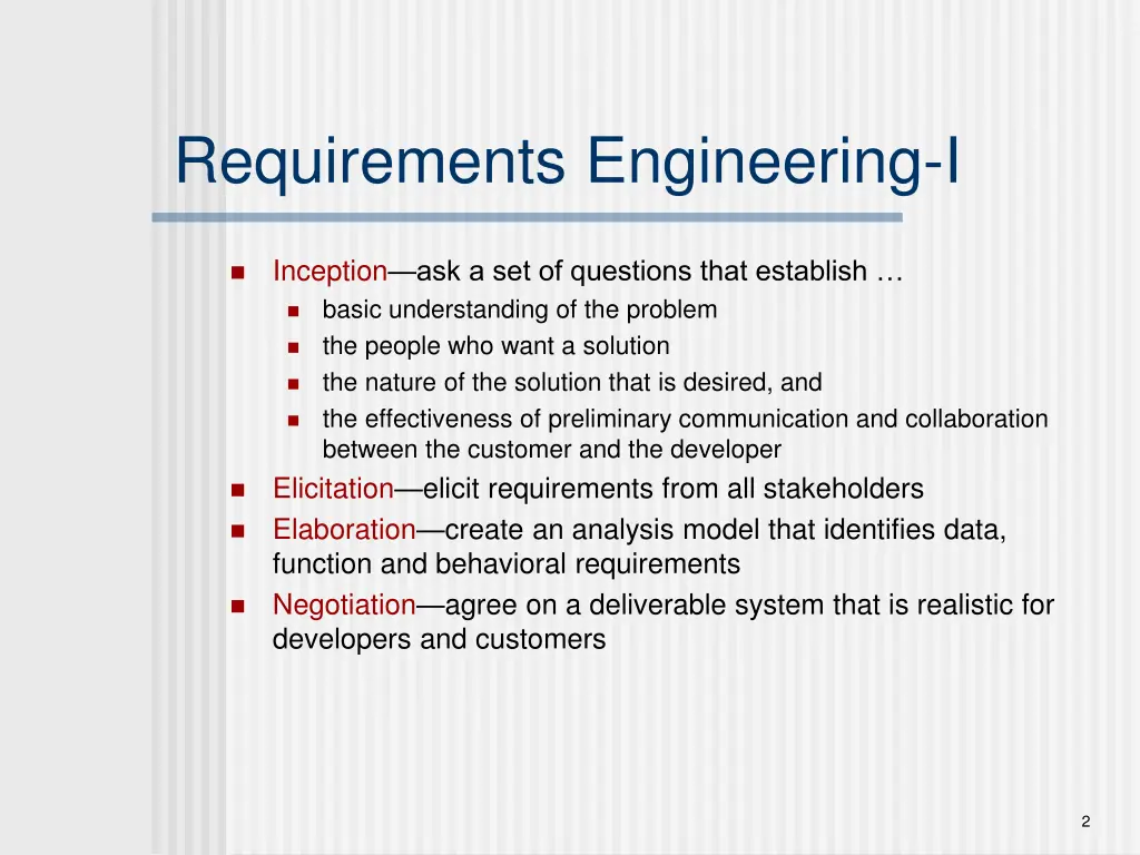 requirements engineering i