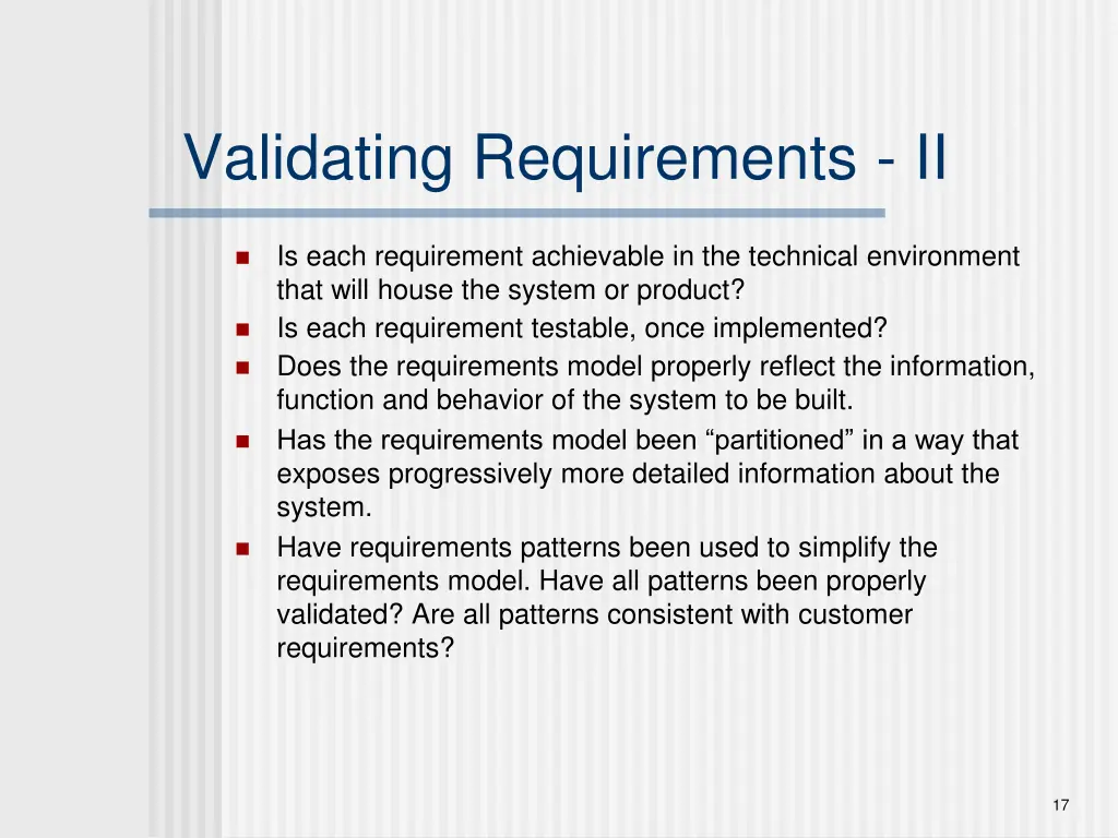 validating requirements ii