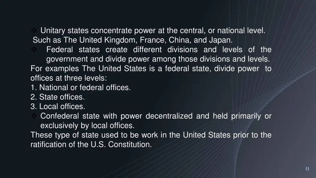 unitary states concentrate power at the central