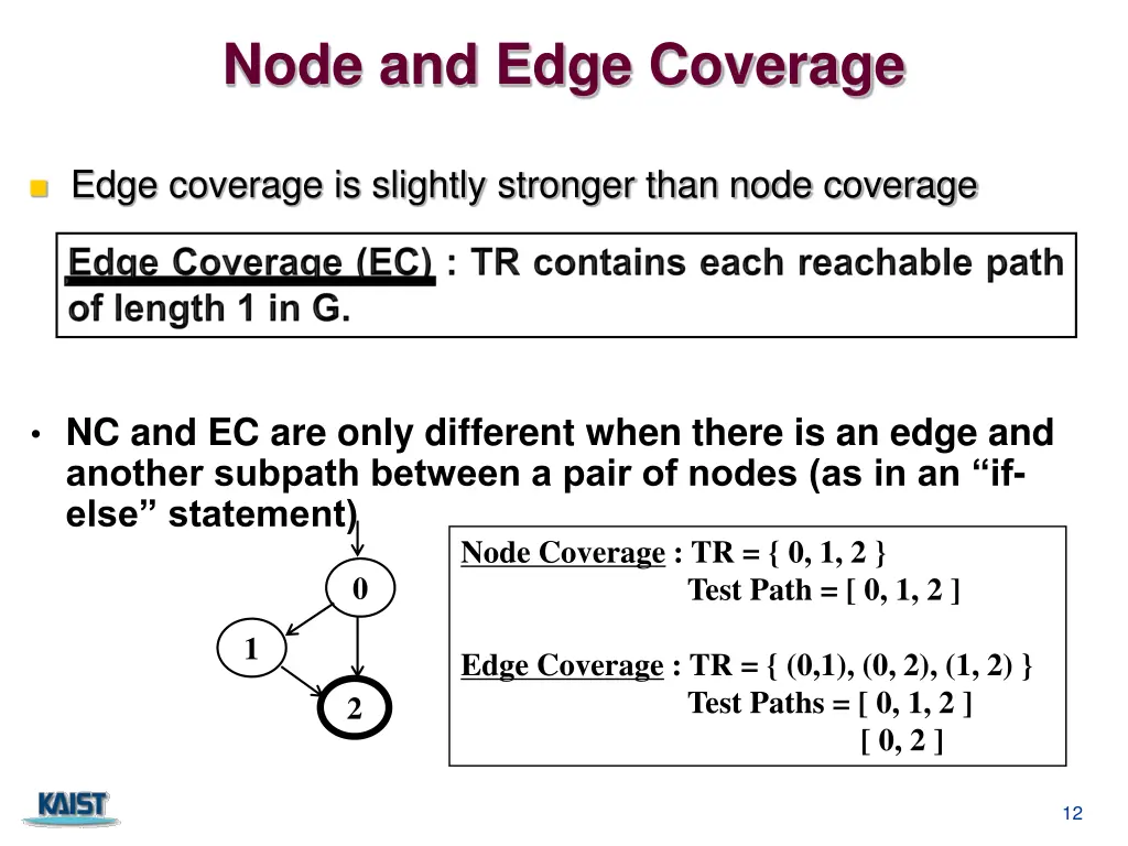 node and edge coverage