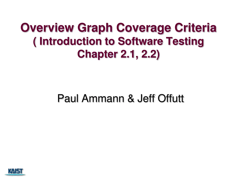 overview graph coverage criteria introduction