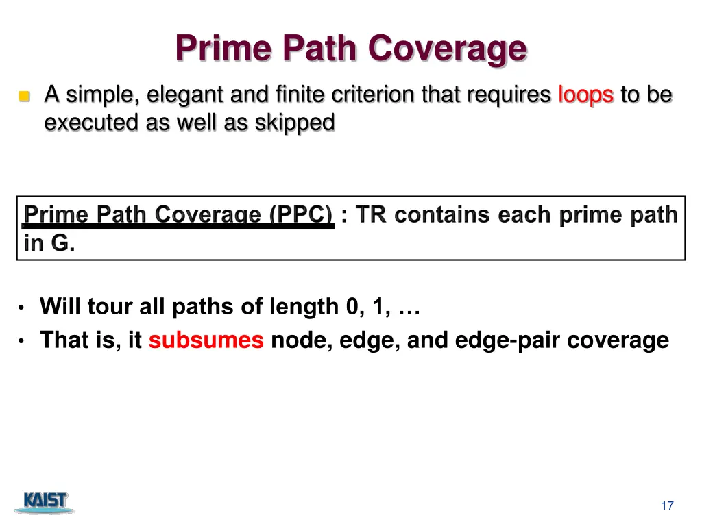 prime path coverage