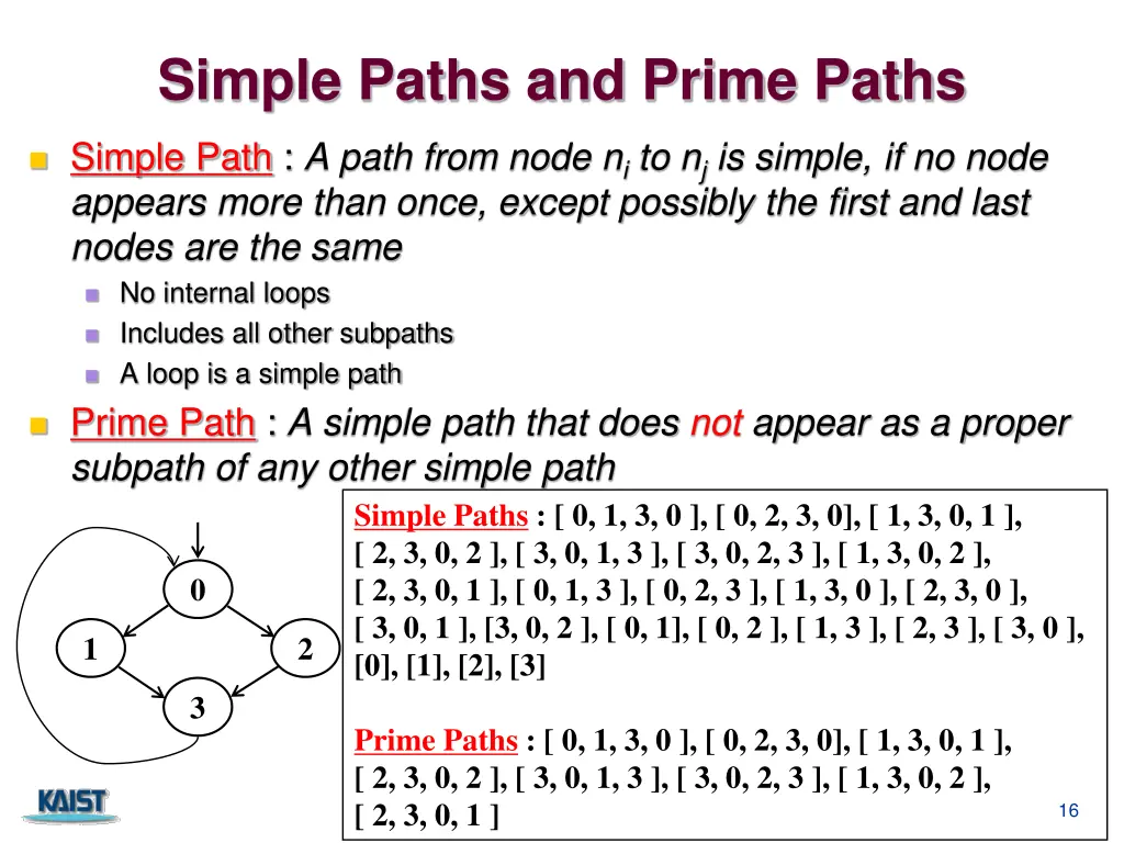 simple paths and prime paths
