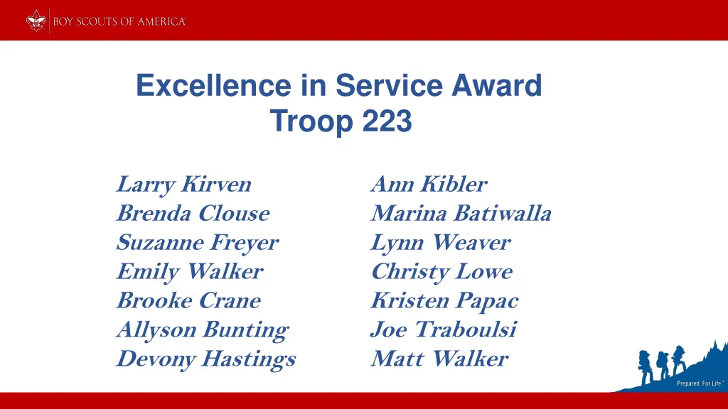 excellence in service award troop 223 4