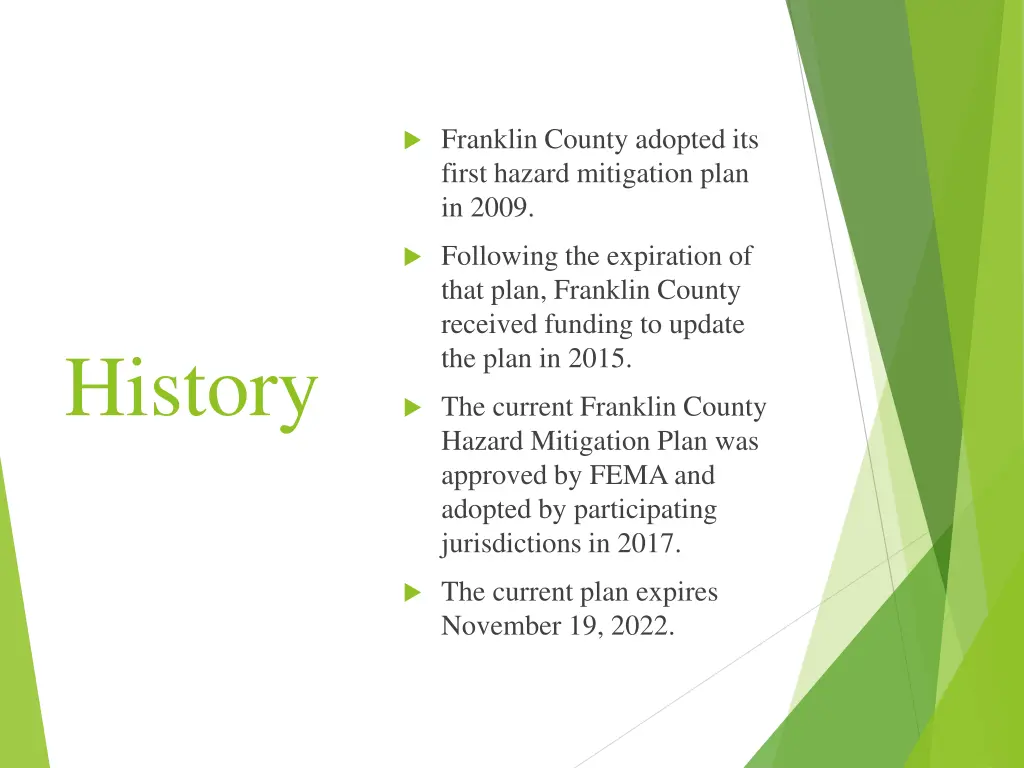 franklin county adopted its first hazard