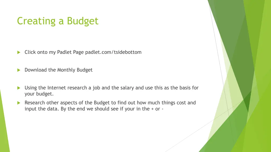 creating a budget