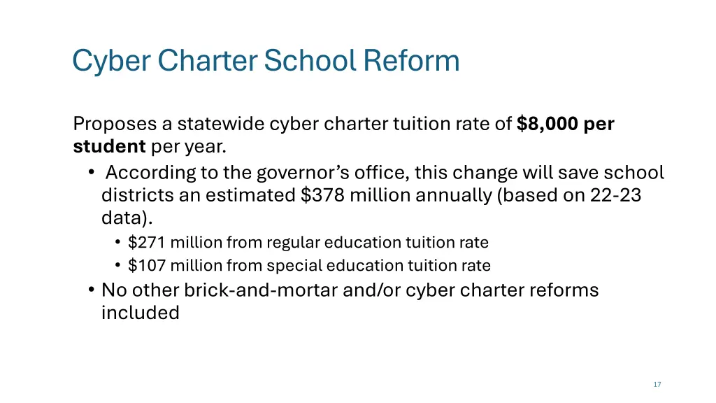 cyber charter school reform