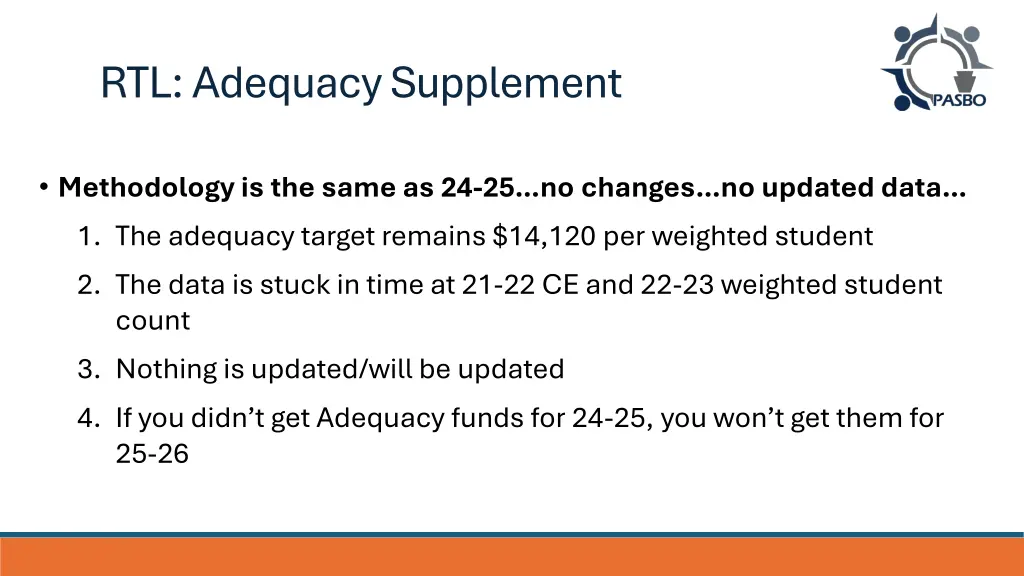 rtl adequacy supplement