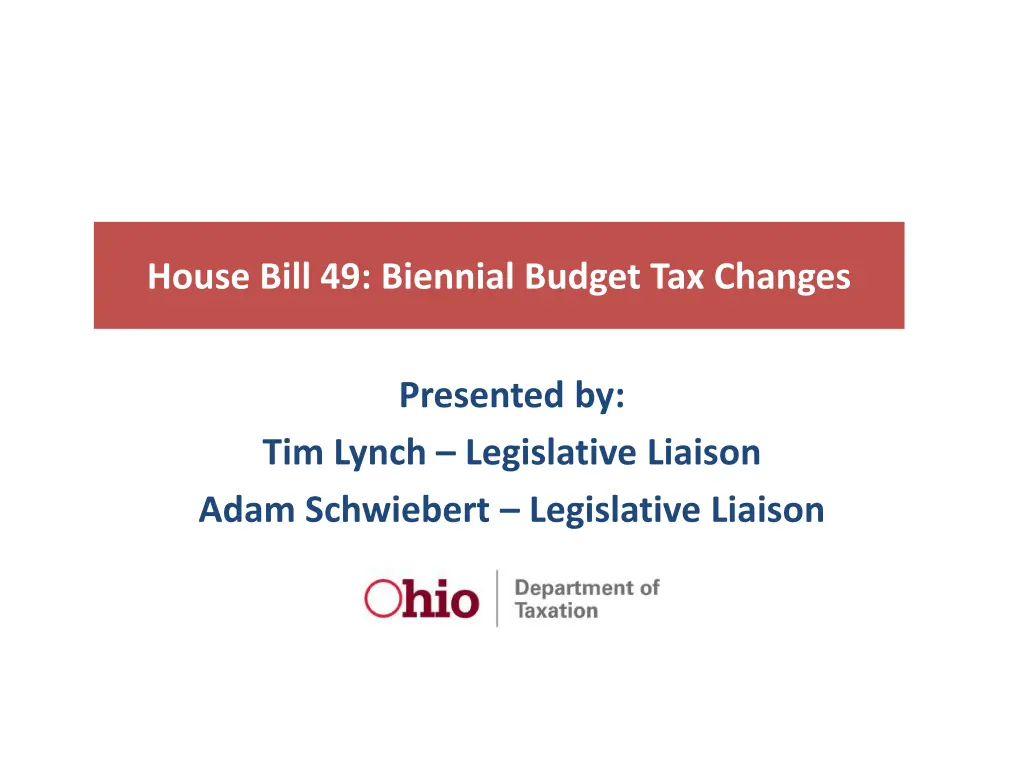 house bill 49 biennial budget tax changes