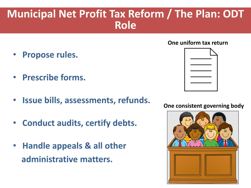 municipal net profit tax reform the plan odt role