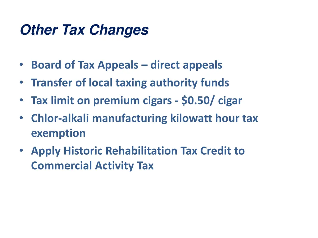 other tax changes