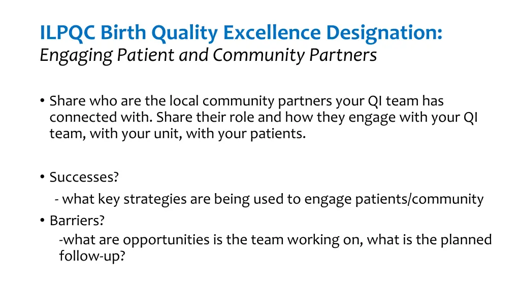 ilpqc birth quality excellence designation