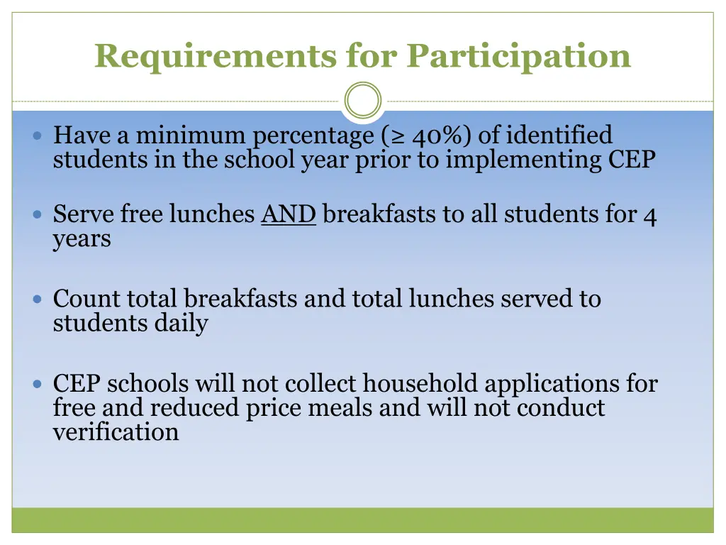 requirements for participation