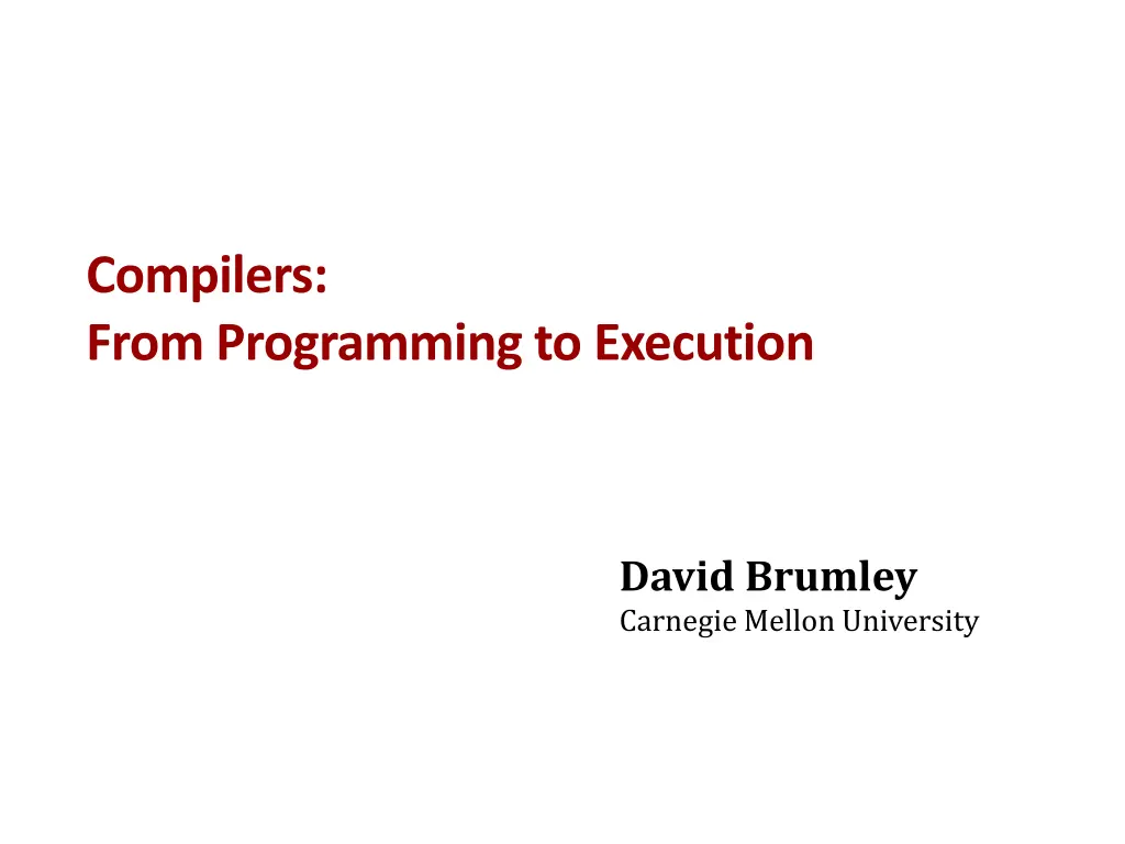 compilers from programming to execution