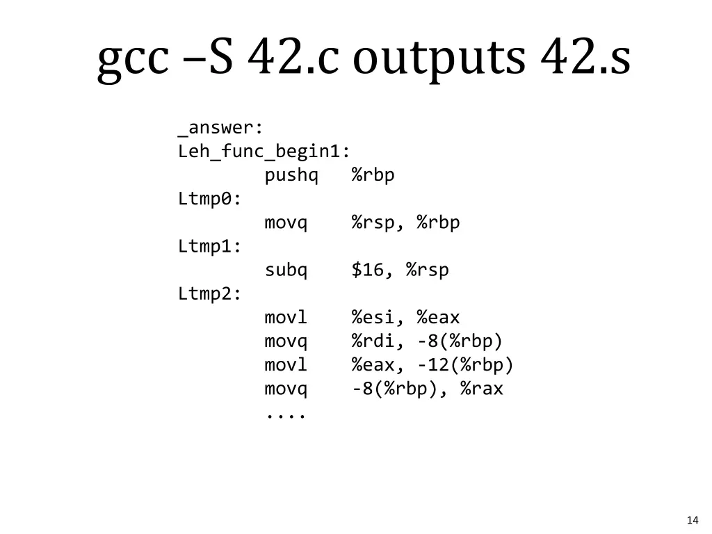 gcc s 42 c outputs 42 s