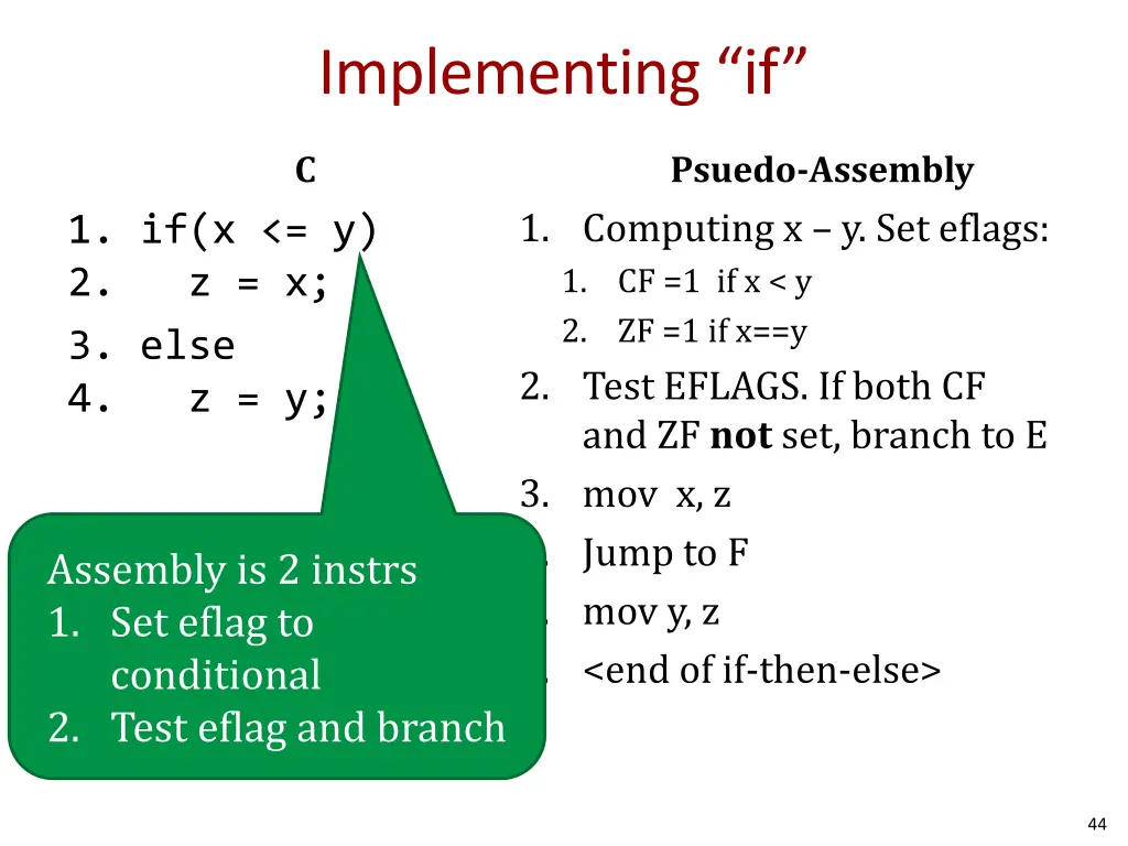 implementing if