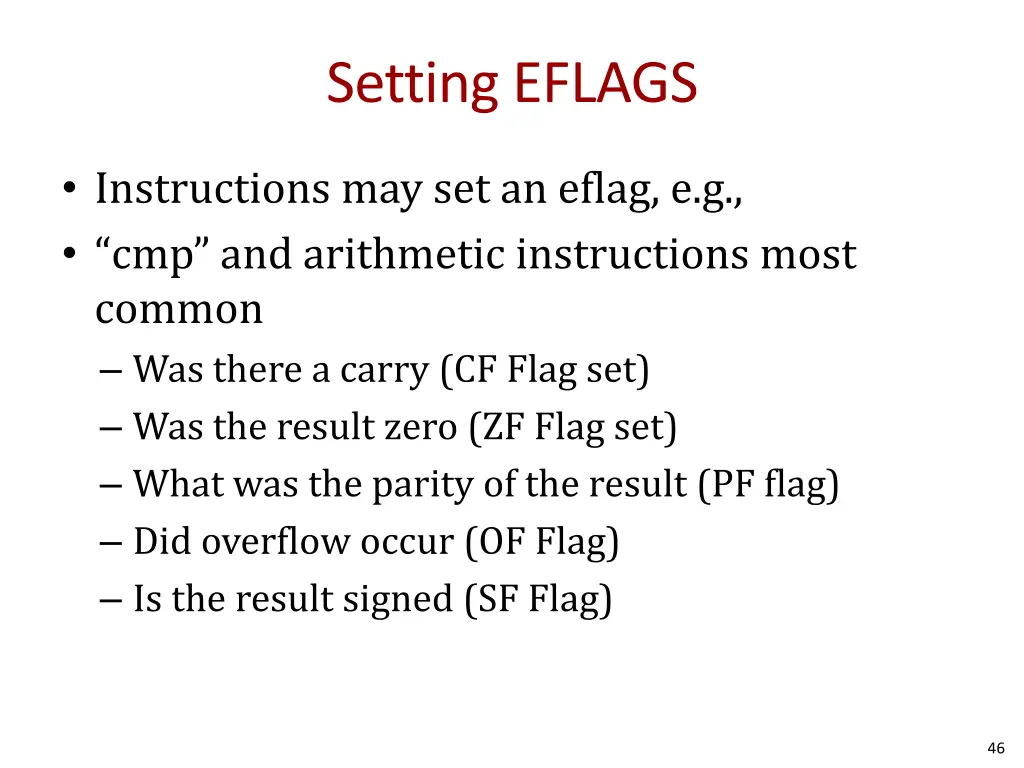 setting eflags