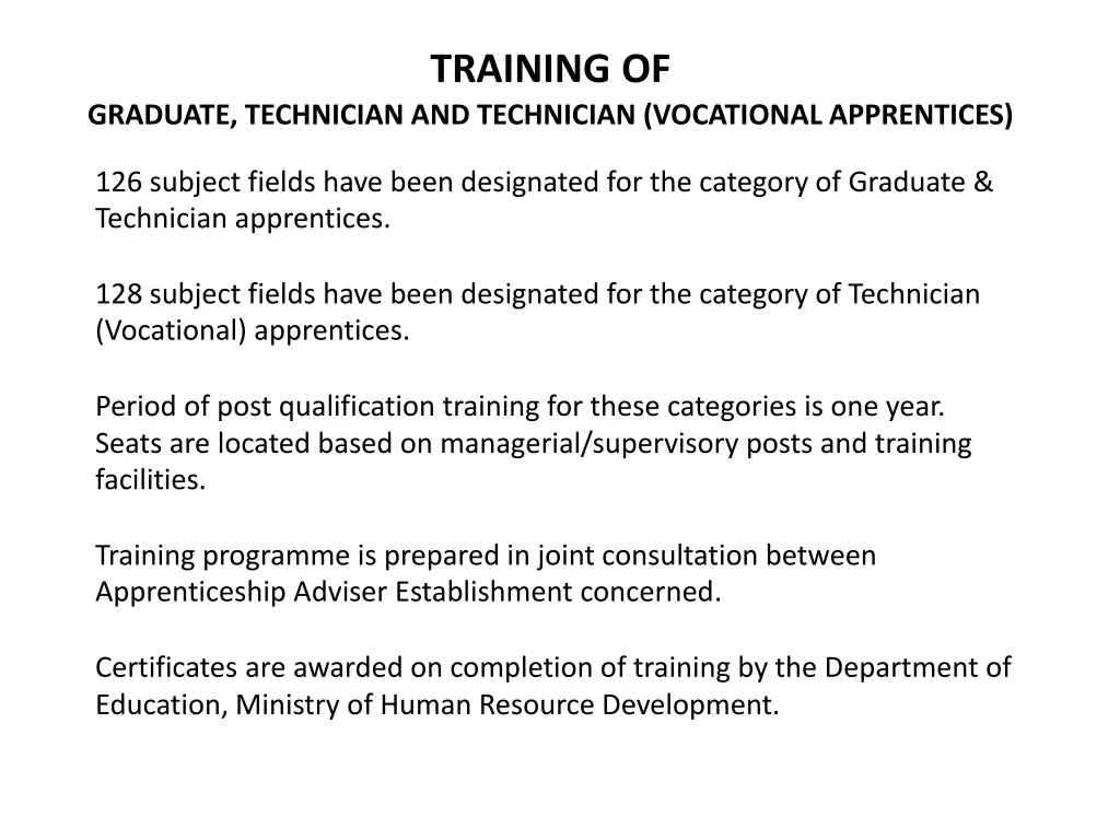 training of