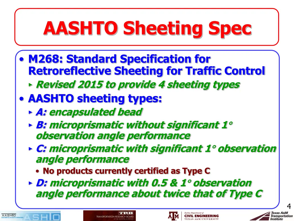 aashto sheeting spec
