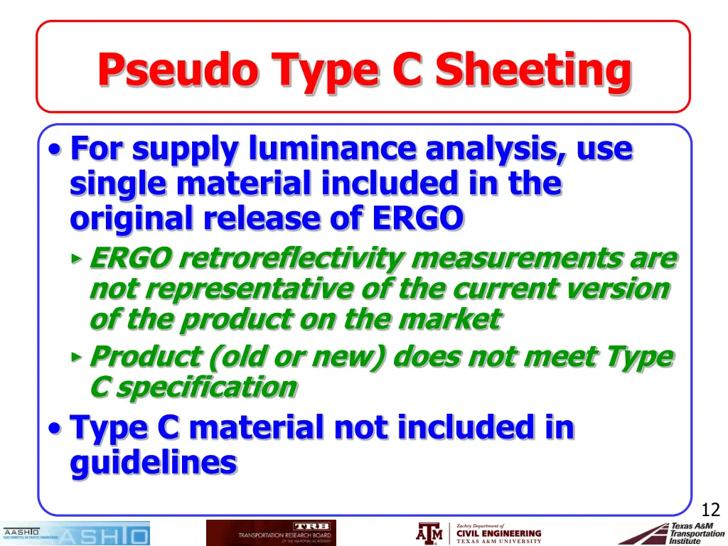 pseudo type c sheeting