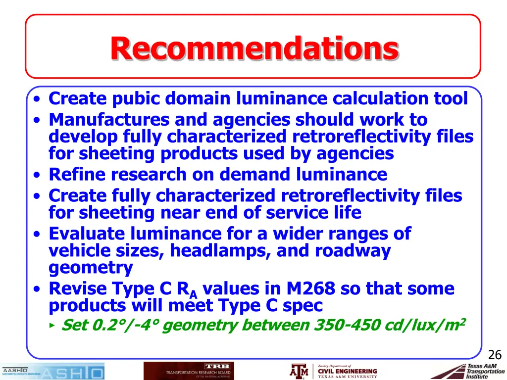 recommendations