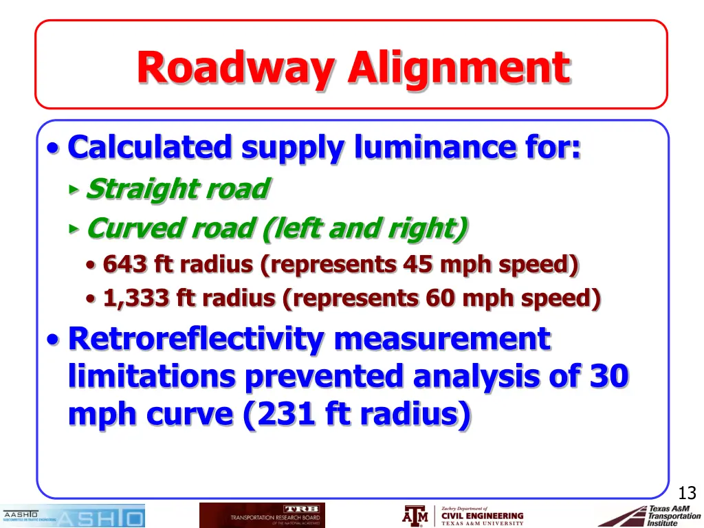 roadway alignment
