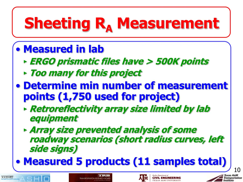 sheeting r a measurement