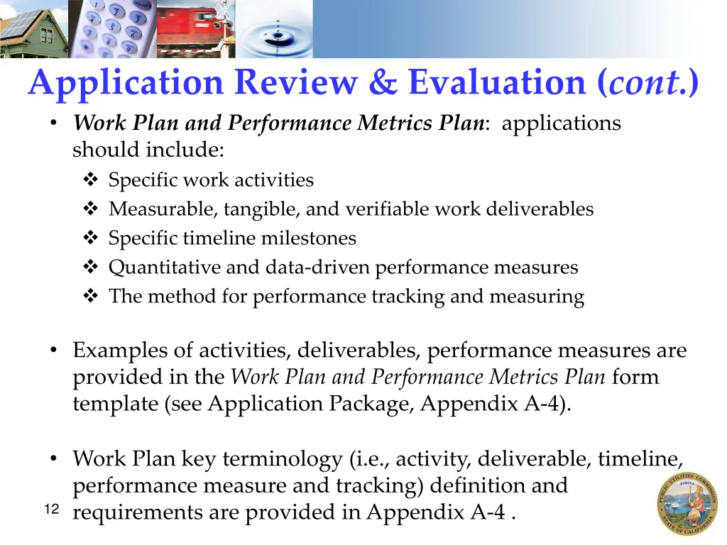 application review evaluation cont work plan