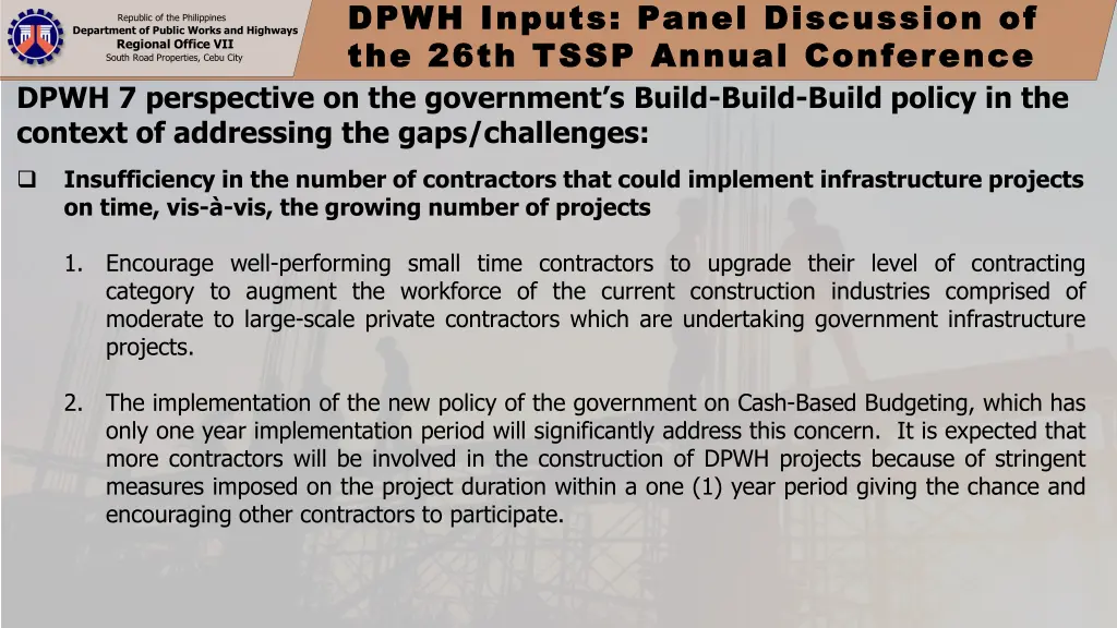 dpwh inputs panel discussion of dpwh inputs panel 3