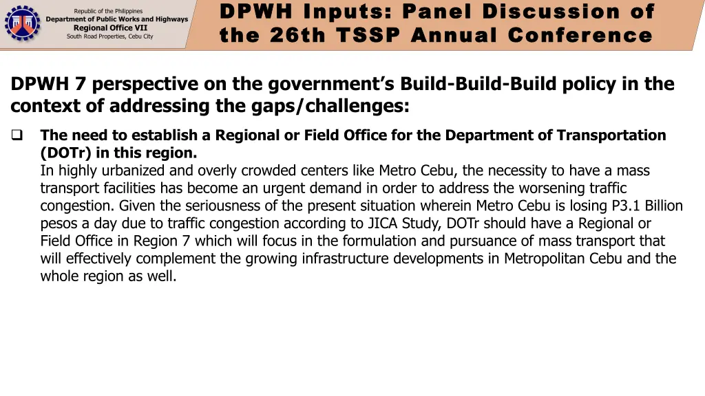 dpwh inputs panel discussion of dpwh inputs panel 4