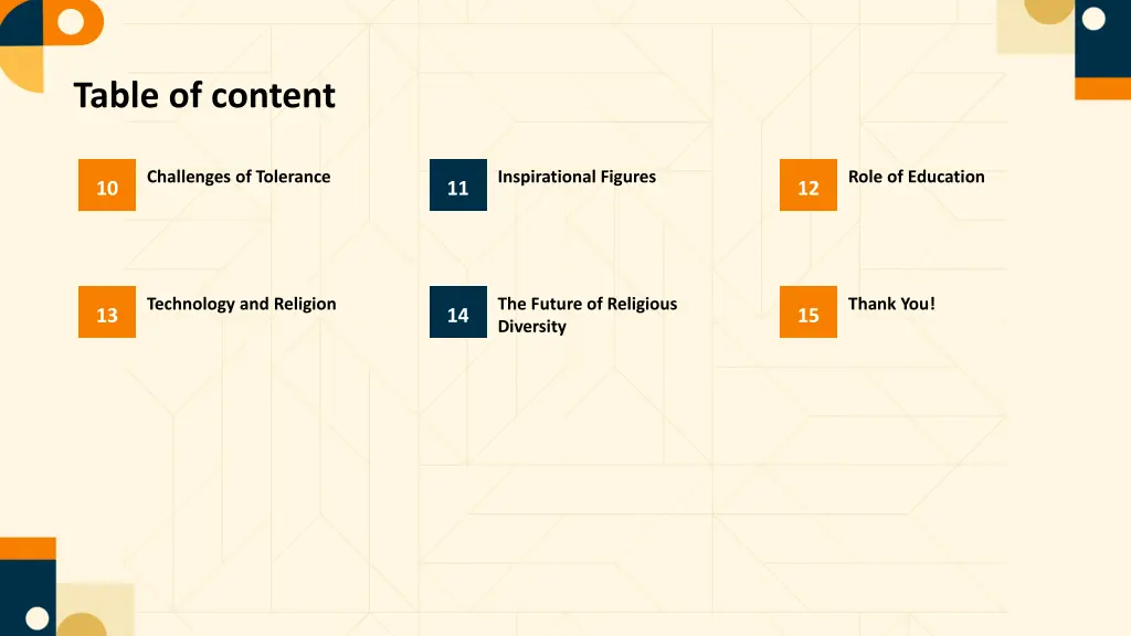 table of content 1