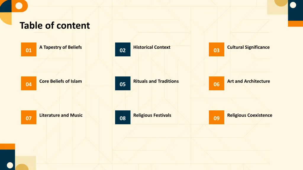 table of content