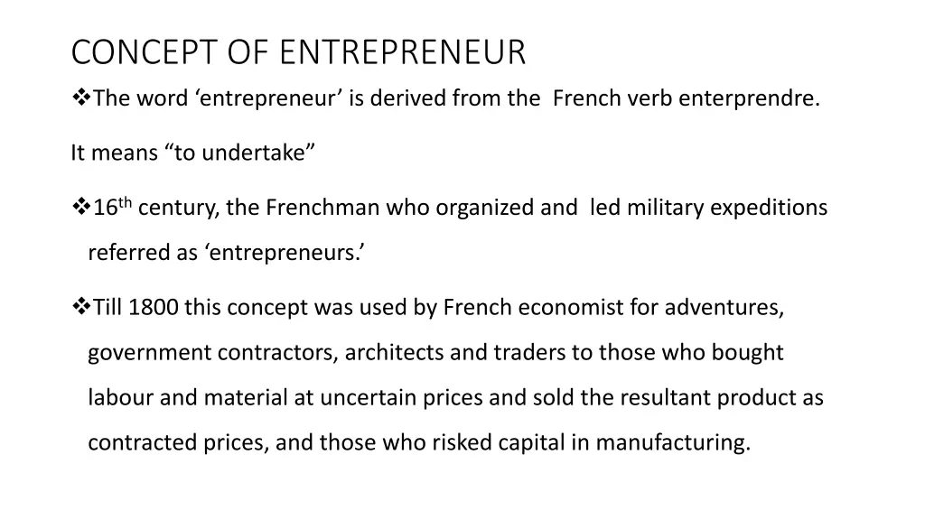 concept of entrepreneur the word entrepreneur