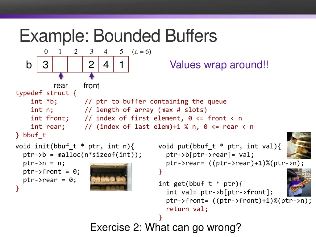 example bounded buffers 0 1 2 3 4 5 n 6 2 4 b 2
