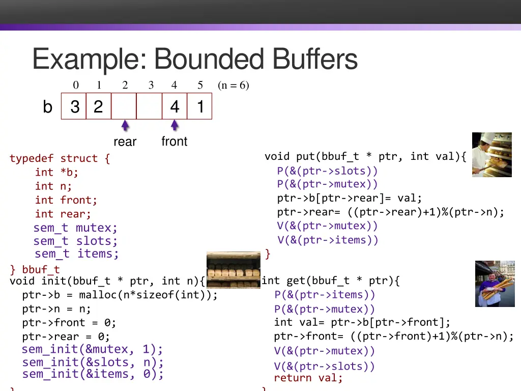 example bounded buffers 0 1 2 3 4 5 n 6
