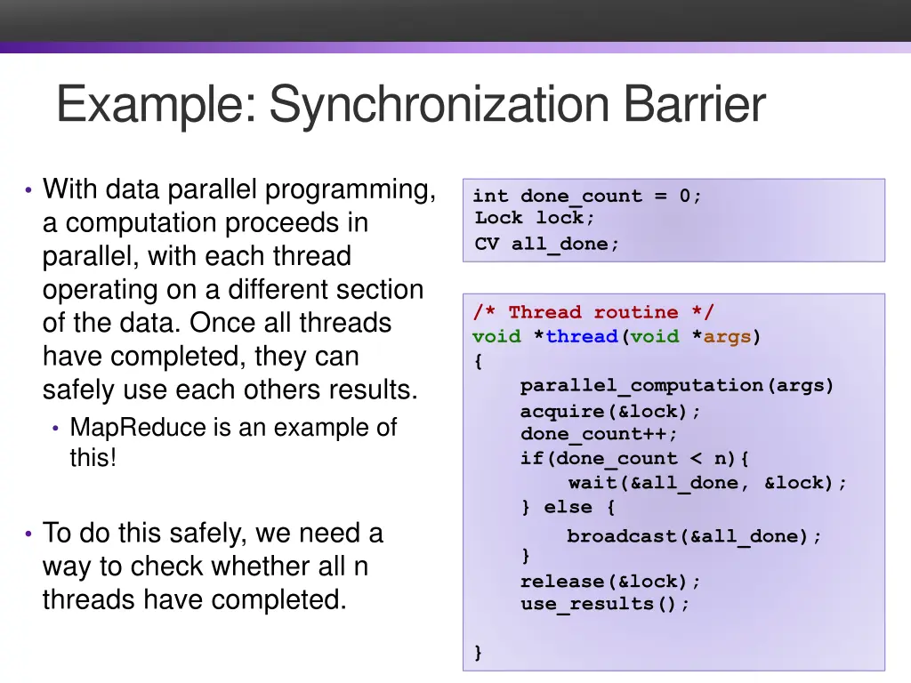 example synchronization barrier 1