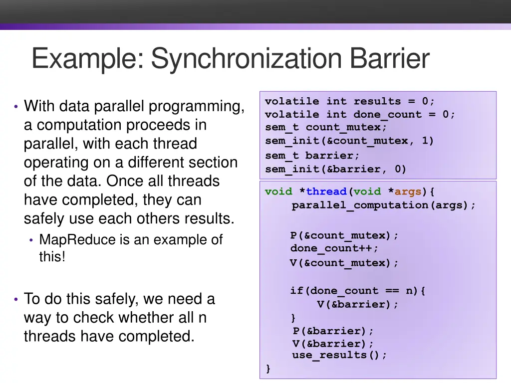 example synchronization barrier
