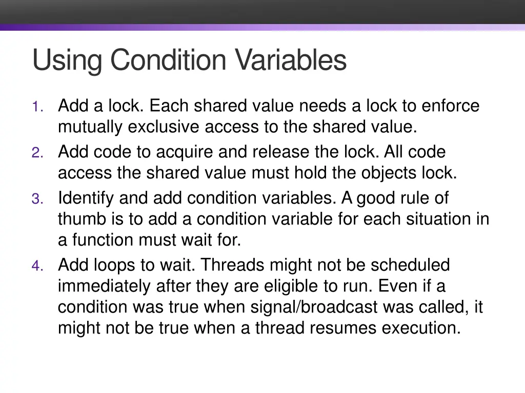 using condition variables