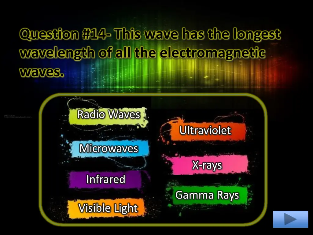 question 14 this wave has the longest wavelength