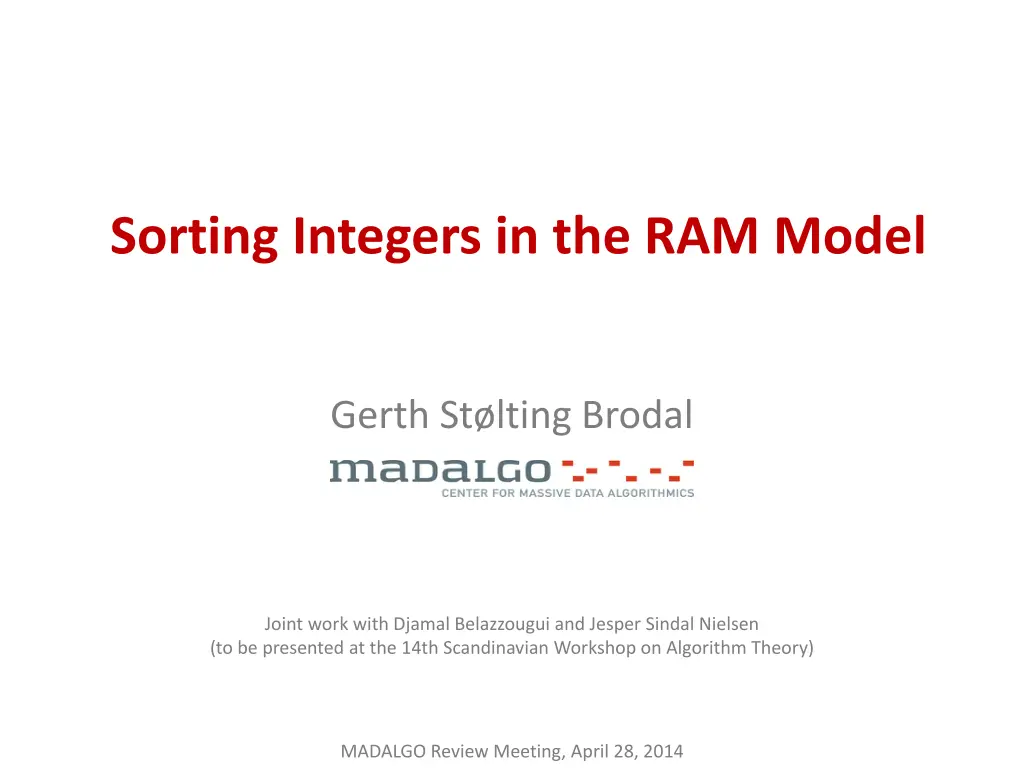 sorting integers in the ram model